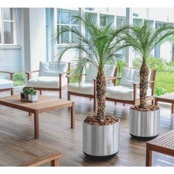 CACHEPO TRAMONTINA EM ACO INOX COM ACABAMENTO POLIDO E RODIZIO 20KG