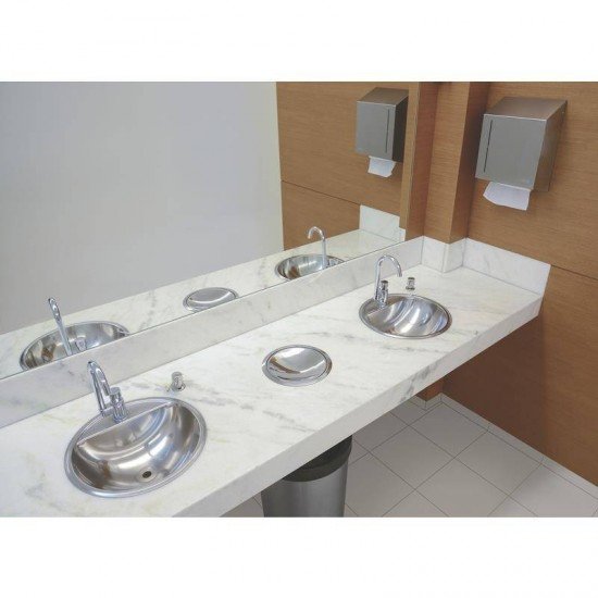 TAMPA BASCULANTE DE EMBUTIR TRAMONTINA EM ACO INOX COM ACABAMENTO POLIDO 22CM