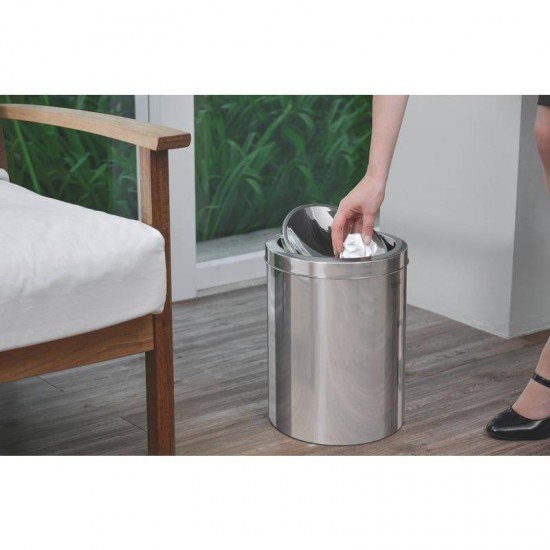 LIXEIRA INOX TRAMONTINA COM ACABAMENTO POLIDO E TAMPA BASCULANTE 12L