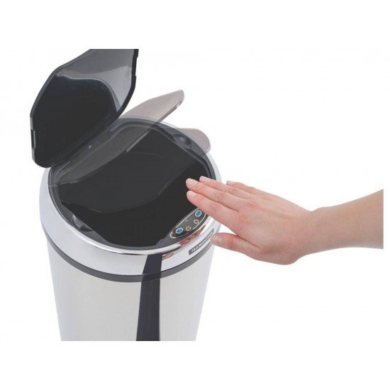 LIXEIRA INOX TRAMONTINA AUTOMATICA COM SENSOR E ACABAMENTO POLIDO 12L