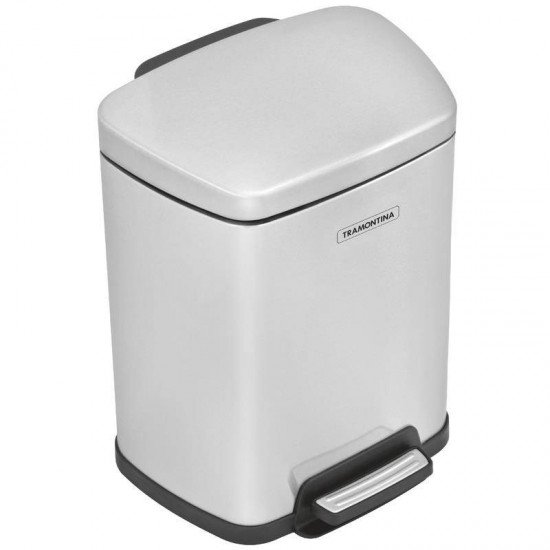 LIXEIRA INOX COM PEDAL TRAMONTINA COM ACABAMENTO SCOTCH BRITE E BALDE INTERNO REMOVIVEL 8L