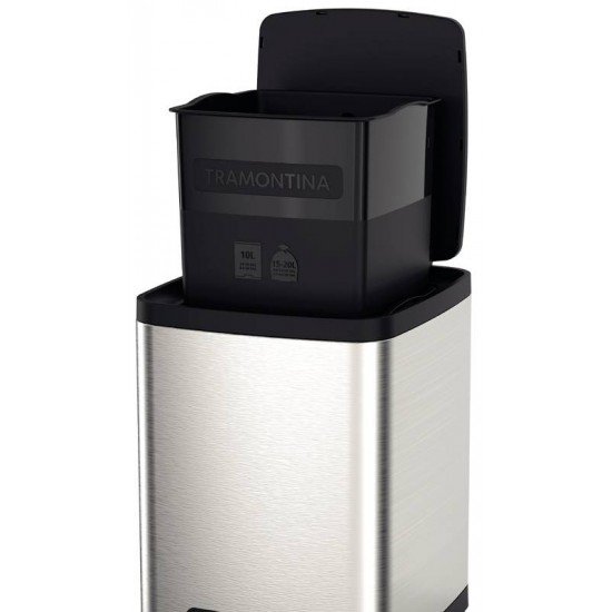 LIXEIRA TRAMONTINA OCTOS EM AÇO INOX COM BALDE REMOVÍVEL E PEDAL 10 L