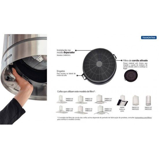 FILTRO DE CARVÃO ATIVADO TRAMONTINA CARBON A PARA COIFAS