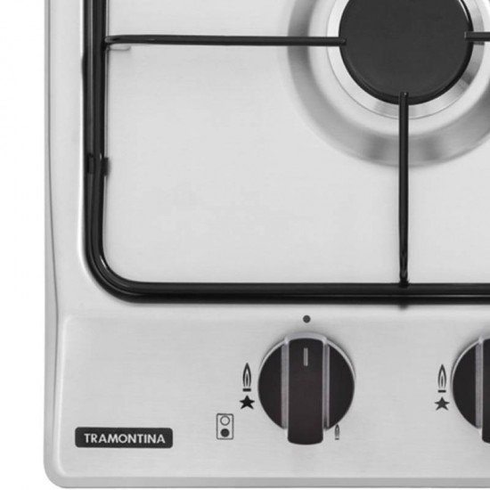 COOKTOP INOX DOMINO TRAMONTINA A GAS 2 BOCAS 2GX 30