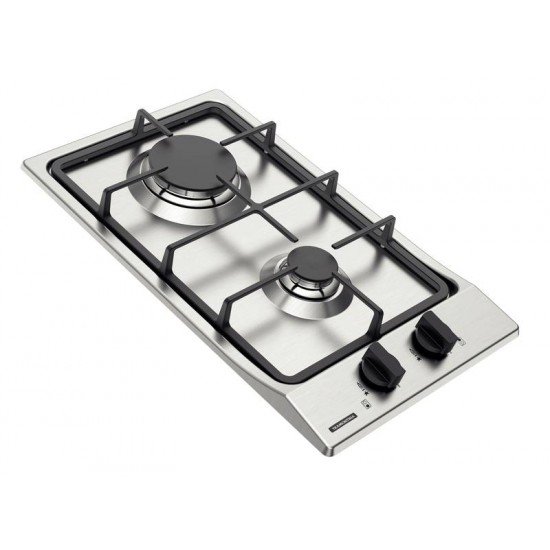 COOKTOP A GAS DOMINO FF 2GX 30 EM AÇO INOX 2 QUEIMADORES TRAMONTINA