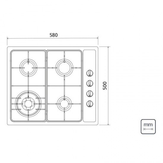 COOKTOP INOX SQUARE TRAMONTINA A GAS 4 BOCAS TRIPLA CHAMA 4GX 60