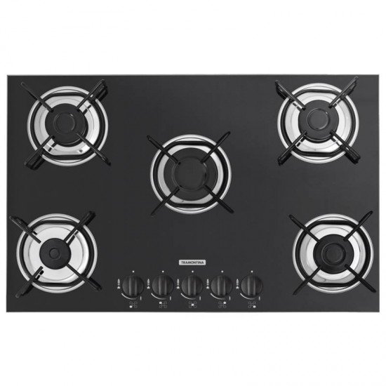FOGAO COOKTOP TRAMONTINA GLASS BRASIL VIDRO 5 BOCAS 5GG 70