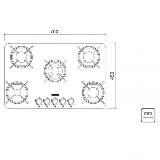 FOGAO COOKTOP TRAMONTINA GLASS BRASIL VIDRO 5 BOCAS 5GG 70