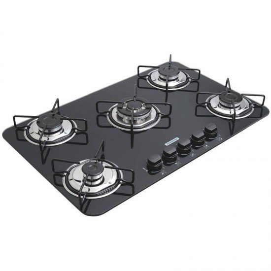 FOGAO COOKTOP TRAMONTINA BRASIL VIDRO 5 BOCAS TRIPLA CHAMA 5GG - 70
