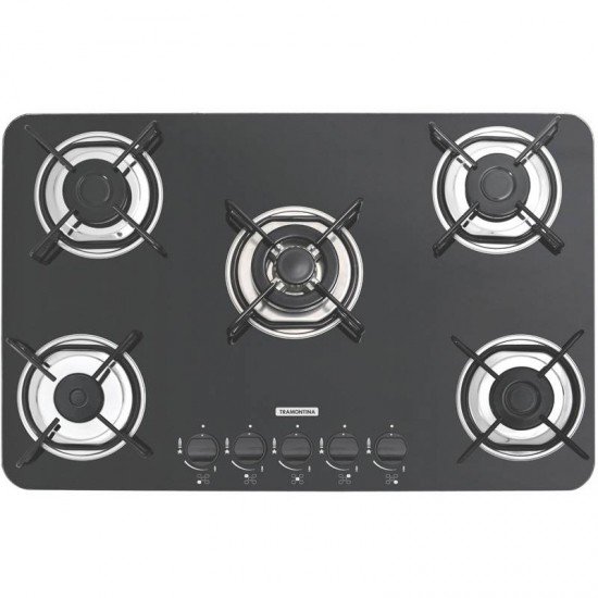 FOGAO COOKTOP TRAMONTINA BRASIL VIDRO 5 BOCAS TRIPLA CHAMA 5GG - 70