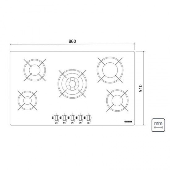 COOKTOP TRAMONTINA PENTA PLUS B 5GG TRIPLA CHAMA 90