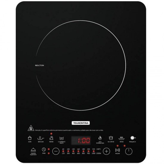 COOKTOP TRAMONTINA VITROCERÂMICO MONO SLIM PORTÁTIL POR INDUÇÃO