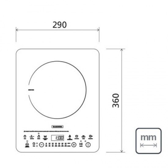COOKTOP TRAMONTINA VITROCERÂMICO MONO SLIM PORTÁTIL POR INDUÇÃO
