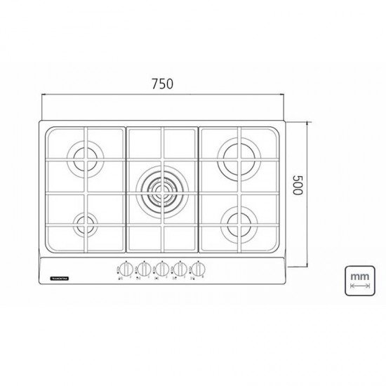 FOGAO COOKTOP TRAMONTINA NEW PENTA 5 BOCAS TRIPLA CHAMA 5GX TRI HE SAFESTOP 75