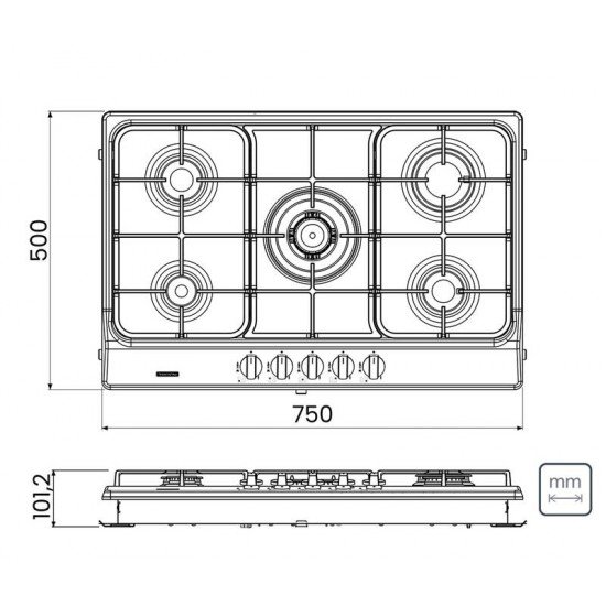 COOKTOP A GAS PENTA FF 5GX TRIPLA CHAMA 75 EM AÇO INOX 5 QUEIMADORES TRAMONTINA