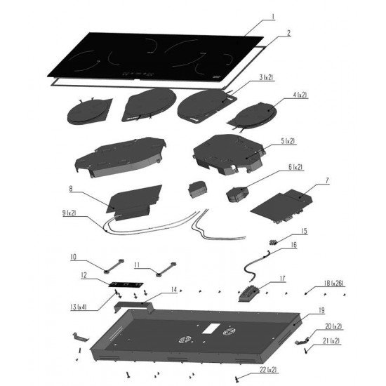 COOKTOP POR INDUÇAO COM 4 AREAS DE AQUECIMENTO COMANDO TOUCH TRAMONTINA