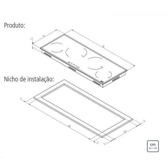 COOKTOP POR INDUÇAO COM 4 AREAS DE AQUECIMENTO COMANDO TOUCH TRAMONTINA