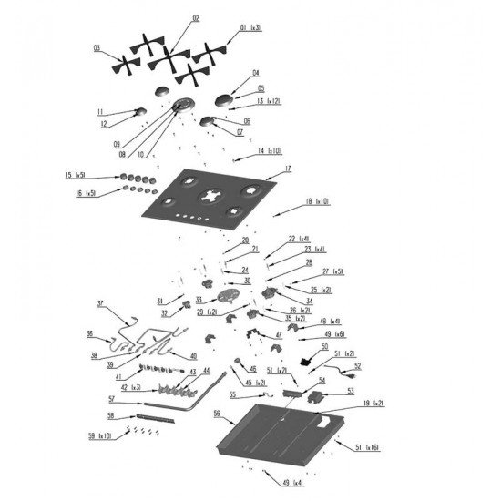 COOKTOP A GAS EM AÇO INOX COM ACEND. AUTOMÁTICO 5 QUEIMADORES TRAMONTINA