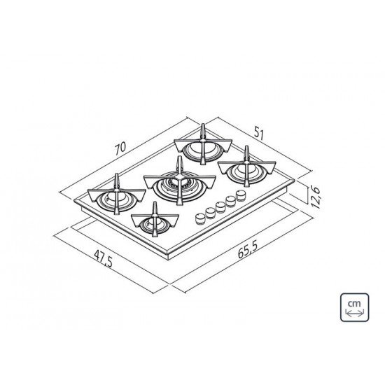 COOKTOP A GAS EM AÇO INOX COM ACEND. AUTOMÁTICO 5 QUEIMADORES TRAMONTINA