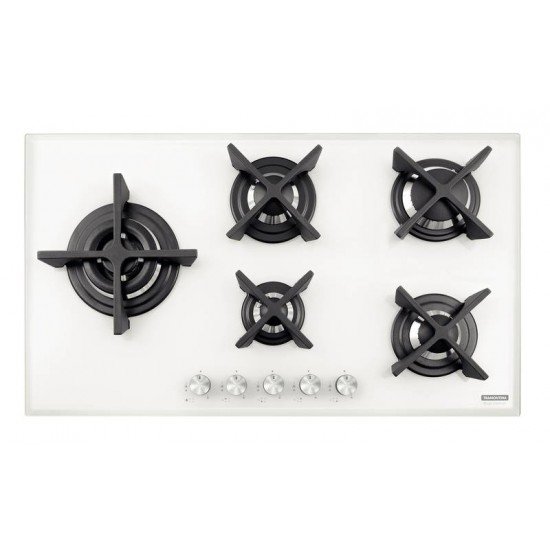 COOKTOP A GAS EM VIDRO TEMPERADO COM ACEND. AUTOMÁTICO 5 QUEIMADORES TRAMONTINA
