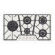 COOKTOP A GÁS TRAMONTINA DESIGN COLLECTION PENTA GLASS FULL 5 GG W 90 EM VIDRO TEMPERADO E TREMPES EM FERRO FUNDIDO