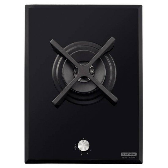 COOKTOP A GAS EM VIDRO TEMPERADO PRETO COM TREMPES EM FERRO FUNDIDO E ACENDIMENTO AUT. TRAMONTINA