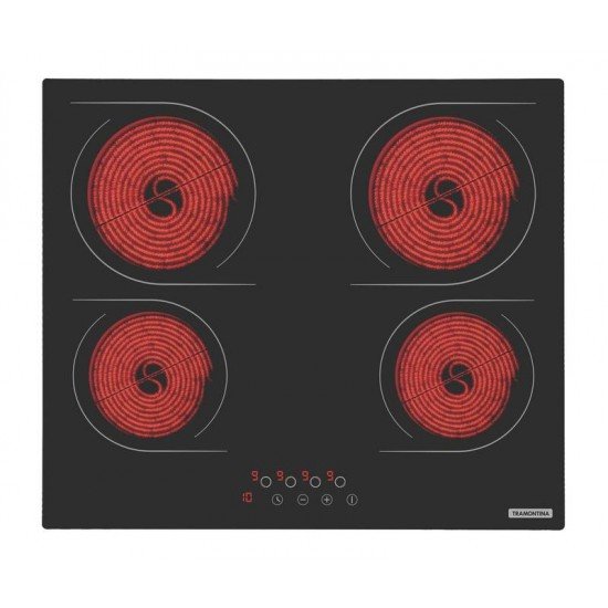 COOKTOP ELETRICO NEW SQUARE VITROCERÂMICO COM 4 AREAS DE AQUECIMENTO E COMANDO TOUCH TRAMONTINA