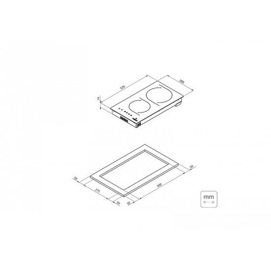 COOKTOP ELÉTRICO NEW DOMINÓ VITROCERÂMICO COM 2 ÁREAS DE AQUECIMENTO E COMANDO TOUCH TRAMONTINA