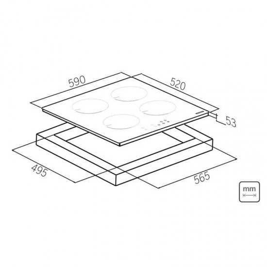 FOGAO COOKTOP TRAMONTINA INDUCAO NEW SQUARE TOUCH B 4EI 60
