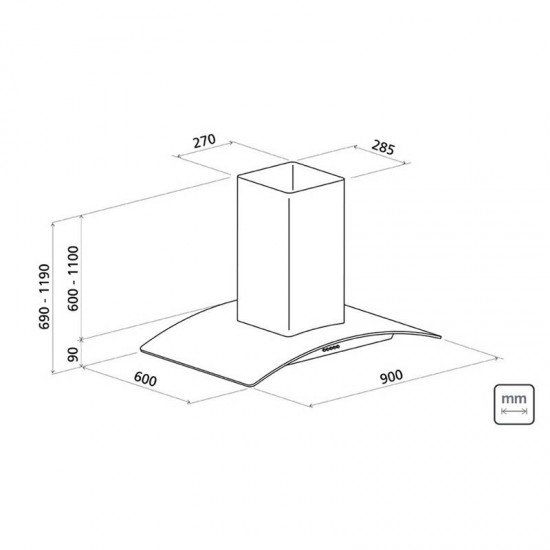 COIFA DE ILHA TRAMONTINA VETRO ISLA 90