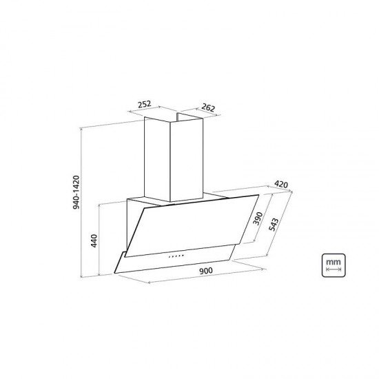 COIFA DE PAREDE TRAMONTINA ACO INOX E VIDRO JULIET 90