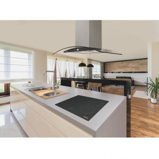 COIFA DE ILHA TRAMONTINA VETRO ISLA BLACK TOUCH 90 EM ACO INOX E VIDRO TEMPERADO 220V