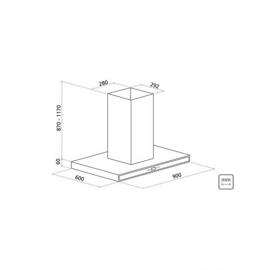 COIFA DE ILHA TRAMONTINA DRITTA ISLA BLACK TOUCH 90