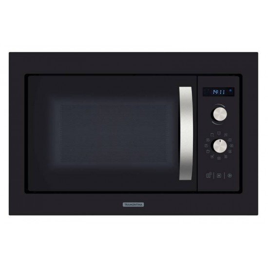 MICRO-ONDAS DE EMBUTIR TRAMONTINA GLASS COOK 60 25 L EM VIDRO TEMPERADO COM ACABAMENTO PRETO 8 FUNÇÕES