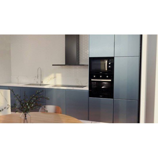 MICRO-ONDAS DE EMBUTIR TRAMONTINA GLASS COOK 60 25 L EM VIDRO TEMPERADO COM ACABAMENTO PRETO 8 FUNÇÕES