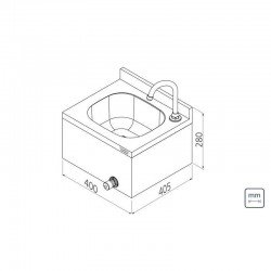 LAVATORIO DE PAREDE EM ACO INOX 40X40 COM ACESSORIOS PARA USO PROFISSIONAL