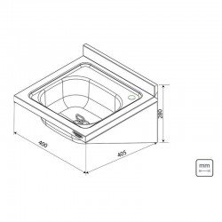 LAVATORIO DE PAREDE EM ACO INOX 40X40 SEM ACESSORIOS PARA USO PROFISSIONAL