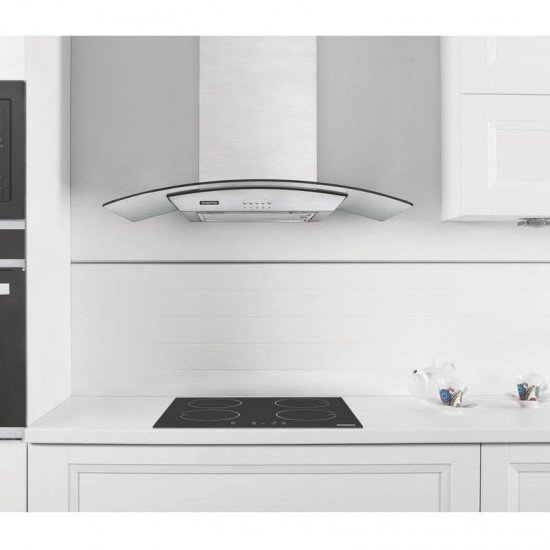 COIFA DE PAREDE TRAMONTINA EM AÇO INOX E VIDRO NEW VETRO 90 CM