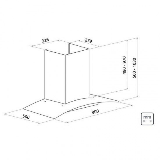 COIFA DE PAREDE TRAMONTINA EM AÇO INOX E VIDRO NEW VETRO 90 CM