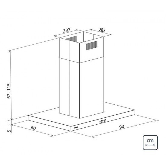 COIFA DE ILHA TRAMONTINA NEW DRITTA ISLA 90 EM AÇO INOX 90 CM