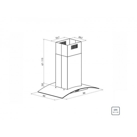 COIFA INOX NEW VETRO ISLA 90 TRAMONTINA
