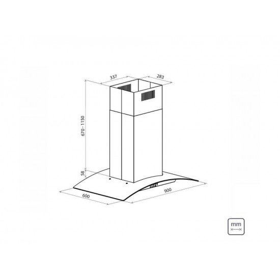 COIFA INOX NEW VETRO ISLA 90 TRAMONTINA