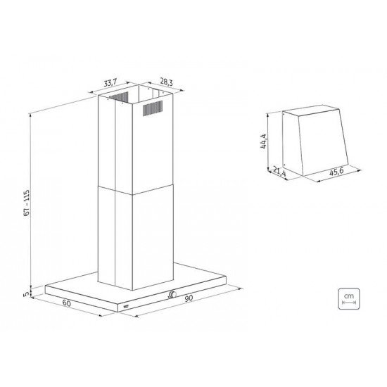 COIFA DE ILHA TRAMONTINA DRITTA ISLA SILENT PRO 90 EM AÇO INOX 220V