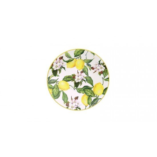 PRATO SOBREMESA TRAMONTINA CARMEN EM PORCELANA DECORADA 21 CM