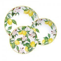 JOGO DE PRATOS TRAMONTINA CARMEN EM PORCELANA DECORADA 18 PEÇAS