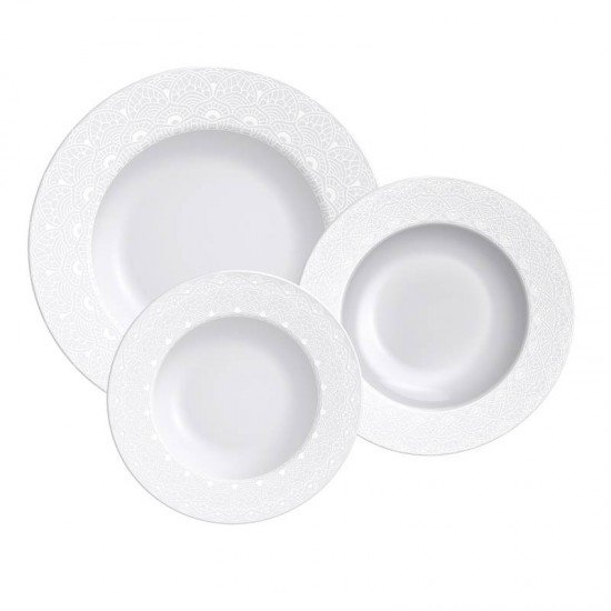 JOGO DE PRATOS TRAMONTINA ALICIA EM PORCELANA DECORADA 18 PEÇAS