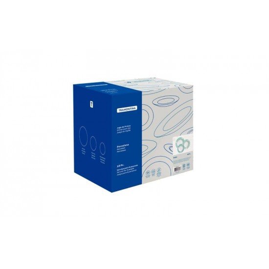 JOGO DE PRATOS TRAMONTINA HELEN EM PORCELANA DECORADA 18 PEÇAS