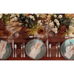 JOGO DE PRATOS TRAMONTINA HELEN EM PORCELANA DECORADA 18 PEÇAS