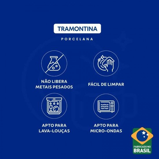 PRATO FUNDO TRAMONTINA OLIVA EM PORCELANA DECORADA 23 CM