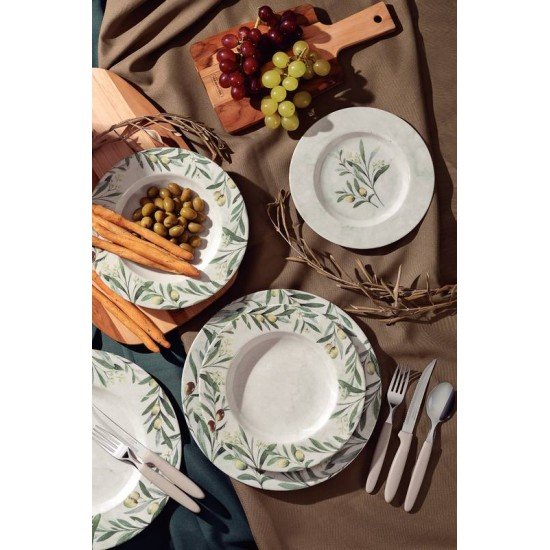 PRATO FUNDO TRAMONTINA OLIVA EM PORCELANA DECORADA 23 CM